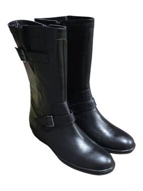 David Tate Dorthy Boots Women Black Leather Shoes sz 9 zipper Mid calf comfort